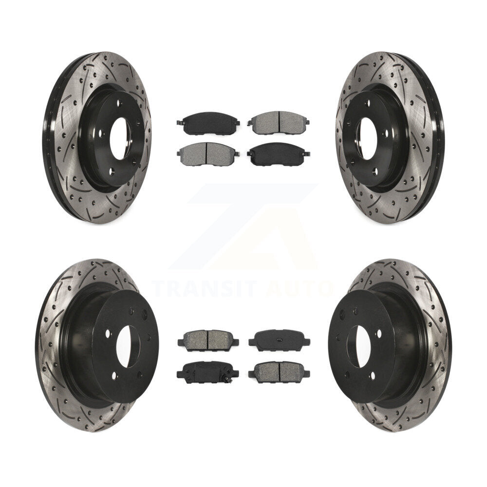 [Avant + Arrière] Kit de disque (percé rainuré revêtu) et plaquette (semi-métallique) de frein pour Nissan Sentra KDS-100362