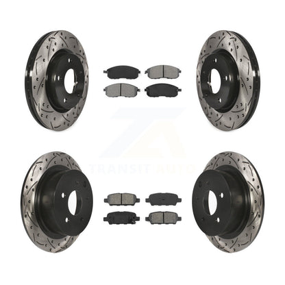 [Avant + Arrière] Kit de disque (percé rainuré revêtu) et plaquette (semi-métallique) de frein pour Nissan Sentra KDS-100362