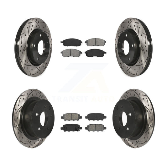 [Avant + Arrière] Kit de disque (percé rainuré revêtu) et plaquette (semi-métallique) de frein pour Nissan Sentra KDS-100362