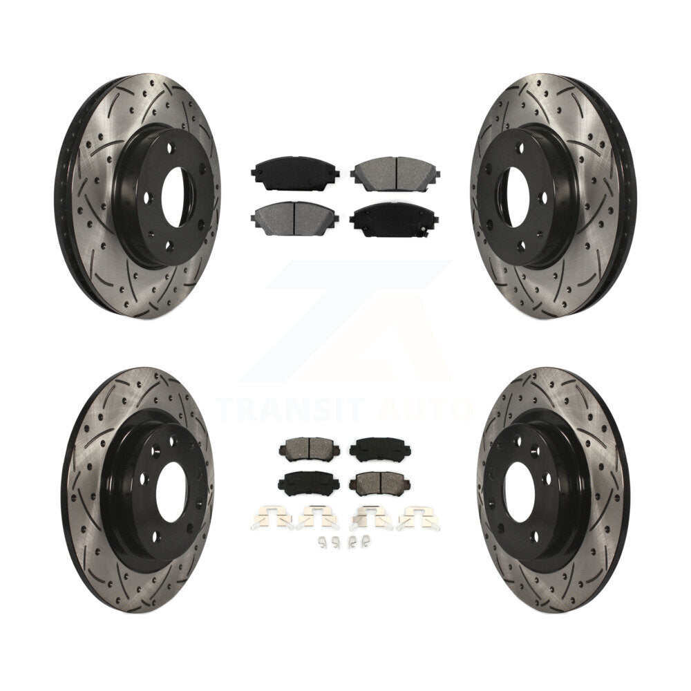 [Avant + Arrière] Kit de disque (percé rainuré revêtu) et plaquette (semi-métallique) de frein pour 2016-2018 Mazda CX-3 FWD KDS-100364