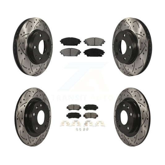 [Avant + Arrière] Kit de disque (percé rainuré revêtu) et plaquette (semi-métallique) de frein pour 2016-2018 Mazda CX-3 FWD KDS-100364