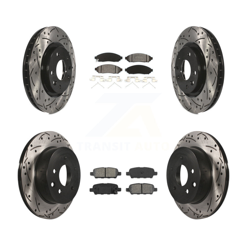 [Avant + Arrière] Kit de disque (percé rainuré revêtu) et plaquette (semi-métallique) de frein pour 2015 Nissan LEAF Vehicles Manufactured In Japan KDS-100366