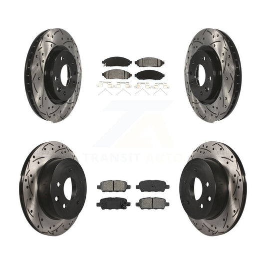 [Avant + Arrière] Kit de disque (percé rainuré revêtu) et plaquette (semi-métallique) de frein pour 2015 Nissan LEAF Vehicles Manufactured In Japan KDS-100366