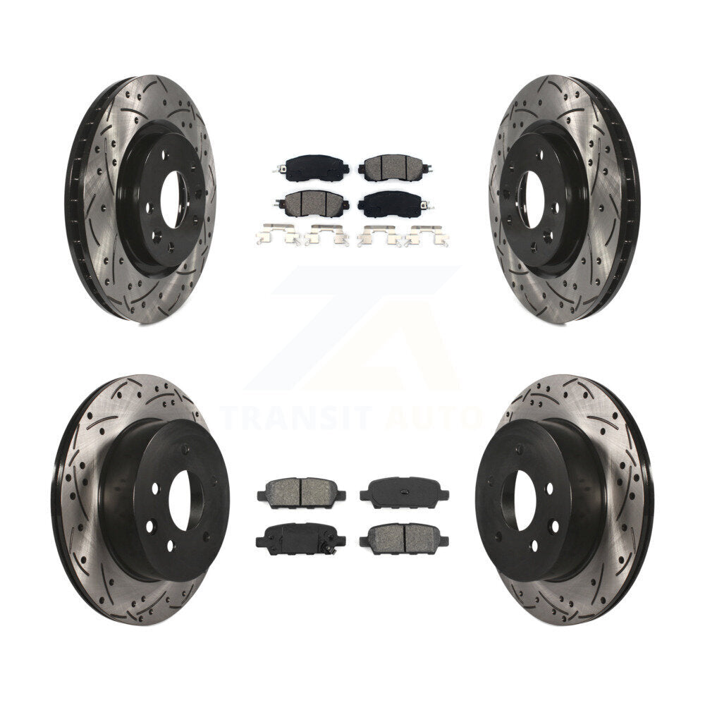 [Avant + Arrière] Kit de disque (percé rainuré revêtu) et plaquette (semi-métallique) de frein pour Nissan LEAF KDS-100367