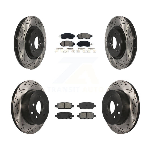 [Avant + Arrière] Kit de disque (percé rainuré revêtu) et plaquette (semi-métallique) de frein pour Nissan LEAF KDS-100367