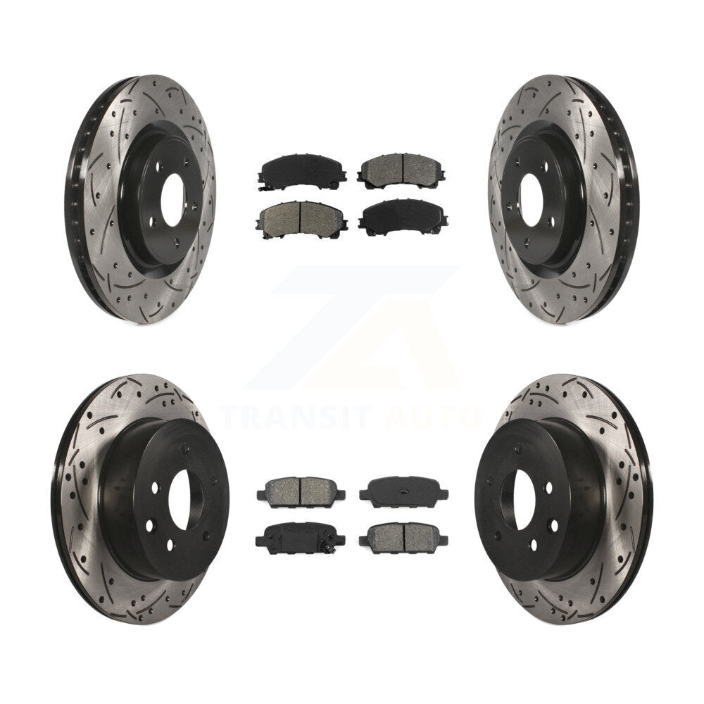 [Avant + Arrière] Kit de disque (percé rainuré revêtu) et plaquette (semi-métallique) de frein pour Nissan Rogue KDS-100369