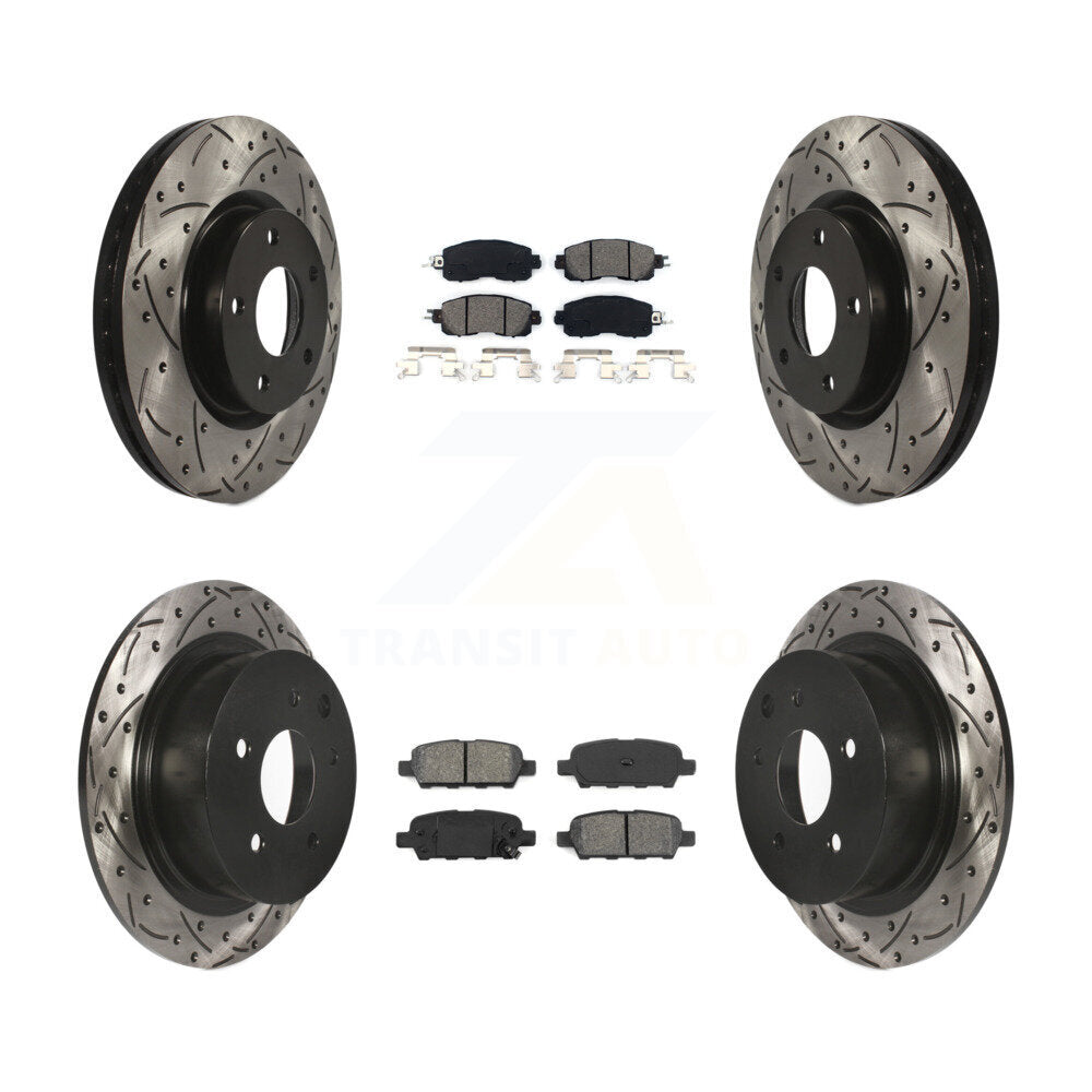 [Avant + Arrière] Kit de disque (percé rainuré revêtu) et plaquette (semi-métallique) de frein pour Nissan Altima KDS-100370