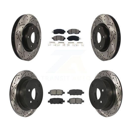 [Avant + Arrière] Kit de disque (percé rainuré revêtu) et plaquette (semi-métallique) de frein pour Nissan Altima KDS-100370