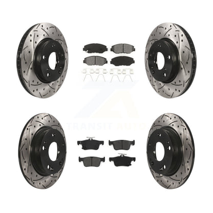 [Avant + Arrière] Kit de disque (percé rainuré revêtu) et plaquette (semi-métallique) de frein pour Honda Civic KDS-100371