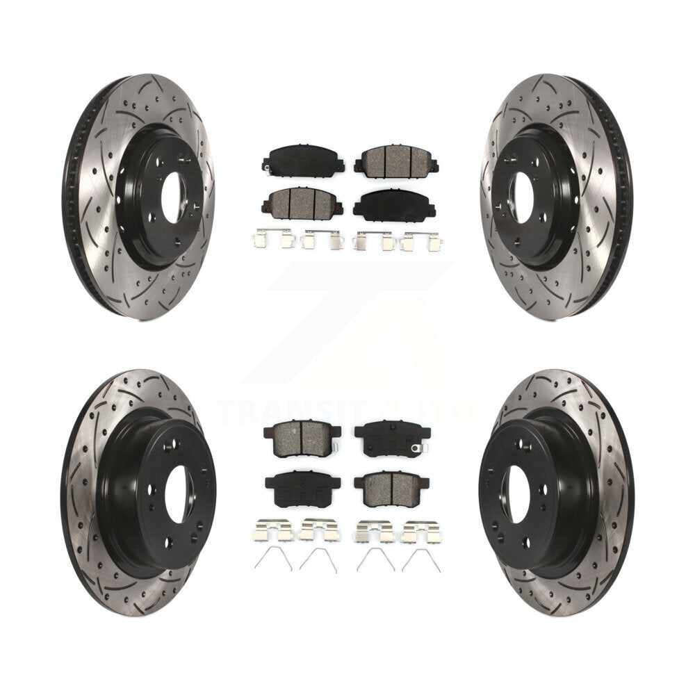 [Avant + Arrière] Kit de disque (percé rainuré revêtu) et plaquette (semi-métallique) de frein pour 2017 Honda Accord Hybrid EX-L Touring KDS-100372