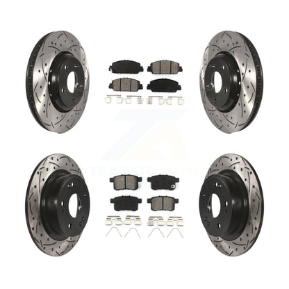 [Avant + Arrière] Kit de disque (percé rainuré revêtu) et plaquette (semi-métallique) de frein pour 2017 Honda Accord Hybrid EX-L Touring KDS-100372