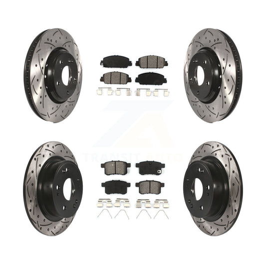 [Avant + Arrière] Kit de disque (percé rainuré revêtu) et plaquette (semi-métallique) de frein pour 2017 Honda Accord Hybrid EX-L Touring KDS-100372