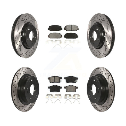 [Avant + Arrière] Kit de disque (percé rainuré revêtu) et plaquette (semi-métallique) de frein pour Honda Accord KDS-100373