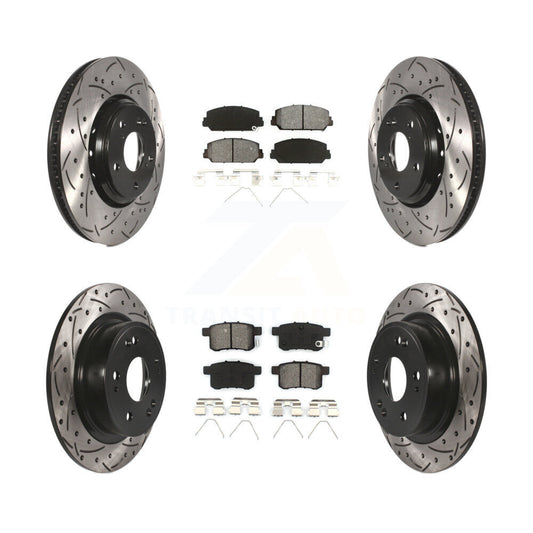 [Avant + Arrière] Kit de disque (percé rainuré revêtu) et plaquette (semi-métallique) de frein pour Honda Accord KDS-100373