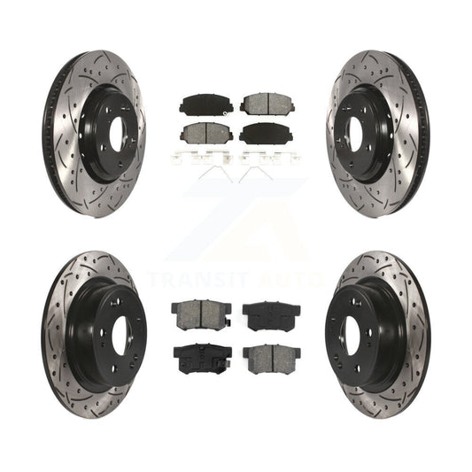 [Avant + Arrière] Kit de disque (percé rainuré revêtu) et plaquette (semi-métallique) de frein pour 2017-2022 Acura ILX KDS-100374