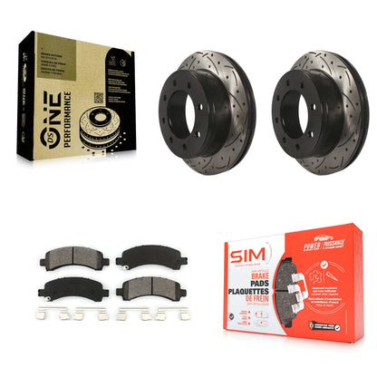 [Arrière] Kit de disque (percé rainuré revêtu) et plaquette (semi-métallique) de frein pour Chevrolet Express 3500 2500 GMC Savana KDS-100376