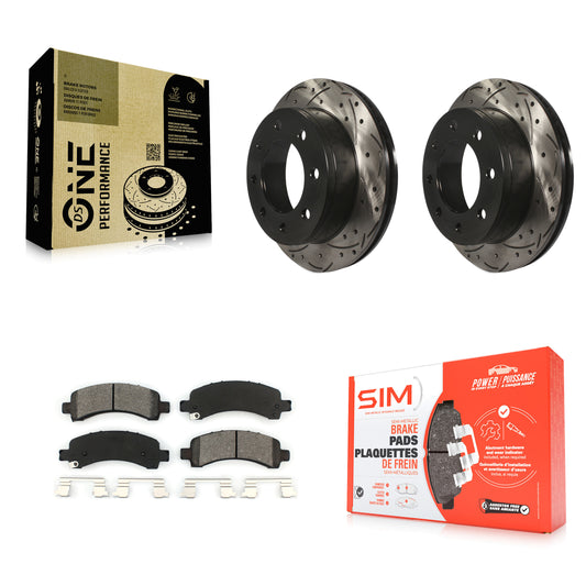 [Arrière] Kit de disque (percé rainuré revêtu) et plaquette (semi-métallique) de frein pour Chevrolet Express 2500 GMC 3500 Savana KDS-100378