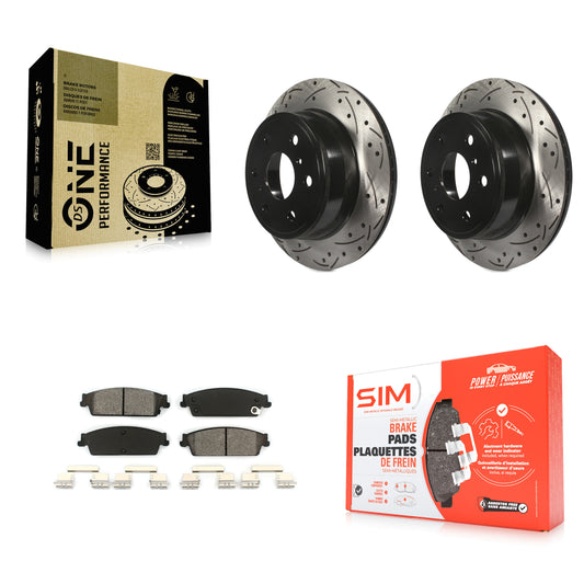 [Arrière] Kit de disque (percé rainuré revêtu) et plaquette (semi-métallique) de frein pour Chevrolet Silverado 1500 GMC Sierra Tahoe Suburban Yukon Cadillac XL Avalanche Escalade ESV EXT KDS-100380
