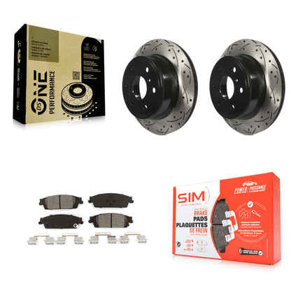 [Arrière] Kit de disque (percé rainuré revêtu) et plaquette (semi-métallique) de frein pour Chevrolet Silverado 1500 GMC Sierra Tahoe Suburban Yukon Cadillac XL Escalade ESV LD Limited KDS-100381