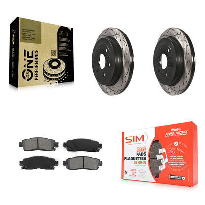 [Arrière] Kit de disque (percé rainuré revêtu) et plaquette (semi-métallique) de frein pour Chevrolet Traverse GMC Acadia Buick Enclave Saturn Outlook Limited KDS-100382
