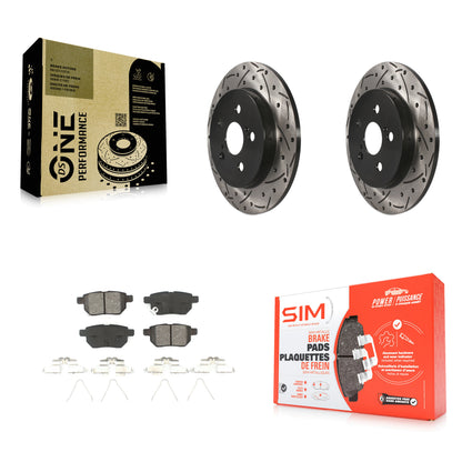 [Arrière] Kit de disque (percé rainuré revêtu) et plaquette (semi-métallique) de frein pour Toyota Corolla Prius Matrix Prime Pontiac Vibe Lexus CT200h Plug-In KDS-100383