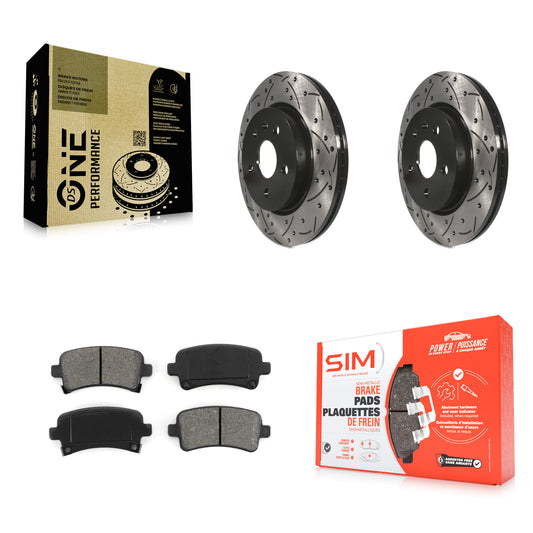 [Arrière] Kit de disque (percé rainuré revêtu) et plaquette (semi-métallique) de frein pour Chevrolet Malibu Buick Impala LaCrosse Regal Cadillac XTS Limited Saab 9-5 Allure KDS-100388