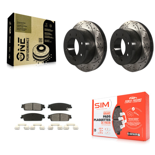 [Arrière] Kit de disque (percé rainuré revêtu) et plaquette (semi-métallique) de frein pour 2011 Chevrolet Silverado 1500 Hybrid KDS-100389