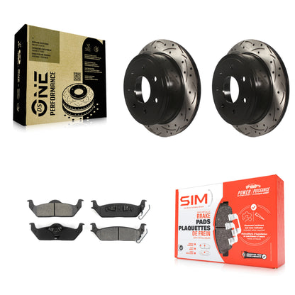 [Arrière] Kit de disque (percé rainuré revêtu) et plaquette (semi-métallique) de frein pour Ford F-150 Lincoln Mark LT KDS-100394