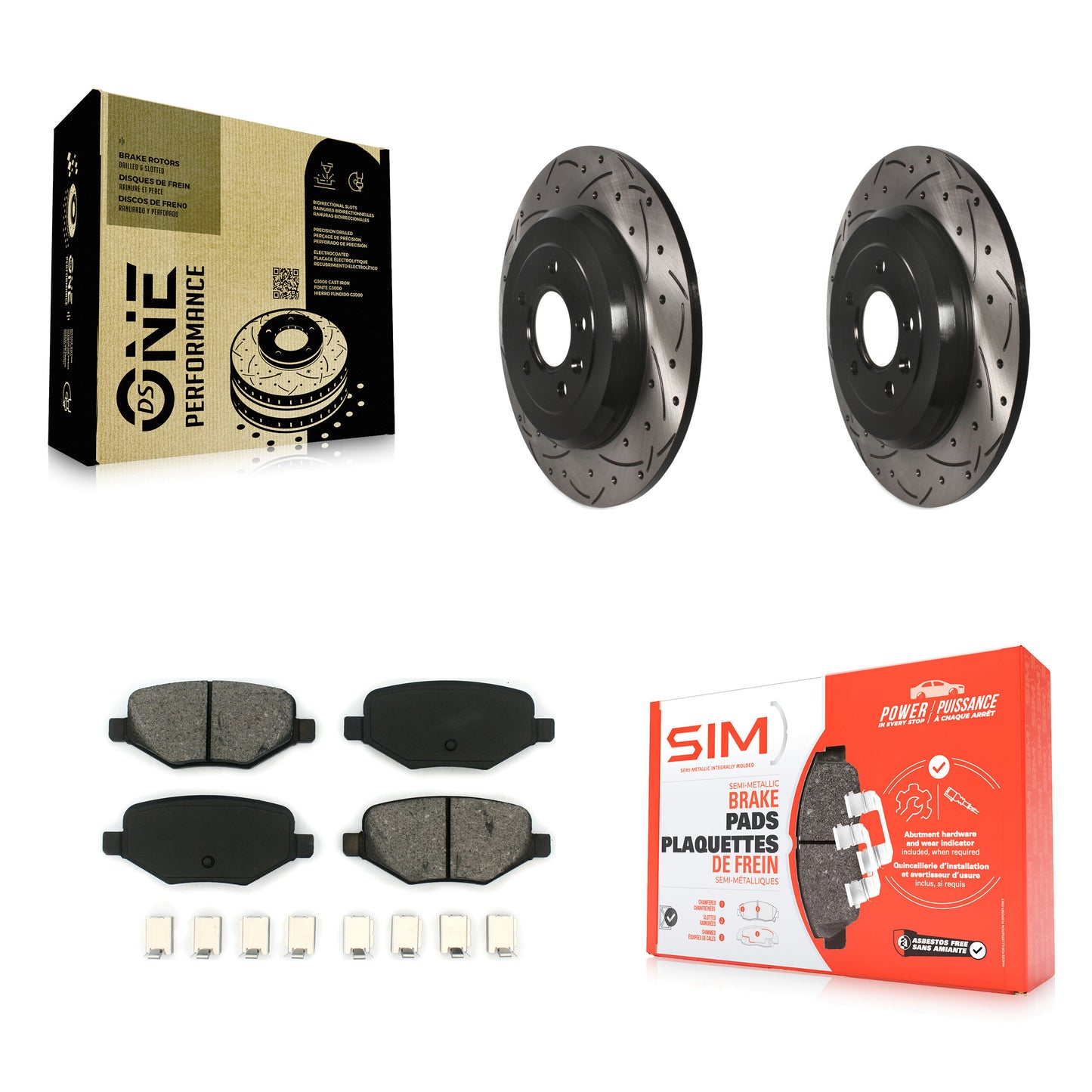 [Arrière] Kit de disque (percé rainuré revêtu) et plaquette (semi-métallique) de frein pour Ford Explorer Edge Taurus Flex Lincoln MKX MKS MKT KDS-100405