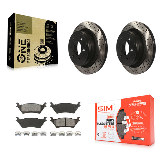 [Arrière] Kit de disque (percé rainuré revêtu) et plaquette (semi-métallique) de frein pour Ford F-150 KDS-100408