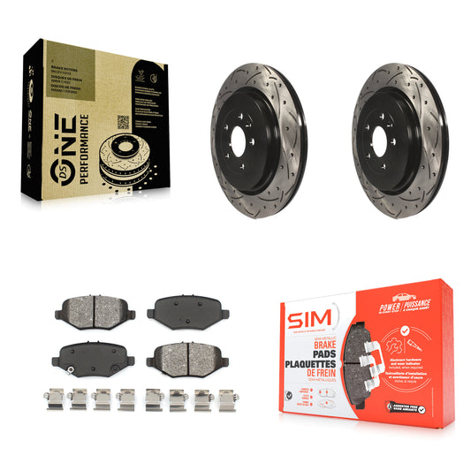 [Arrière] Kit de disque (percé rainuré revêtu) et plaquette (semi-métallique) de frein pour Ford Explorer Taurus Flex Police Interceptor Sedan Lincoln MKT MKS Special Service KDS-100411