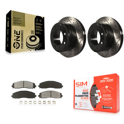 [Arrière] Kit de disque (percé rainuré revêtu) et plaquette (semi-métallique) de frein pour Ford F-250 Super Duty F-350 KDS-100415