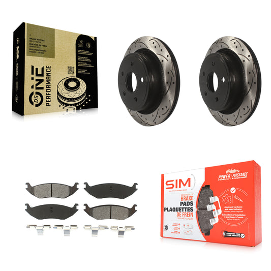 [Arrière] Kit de disque (percé rainuré revêtu) et plaquette (semi-métallique) de frein pour Ram 1500 Dodge Durango Classic Chrysler Aspen KDS-100417