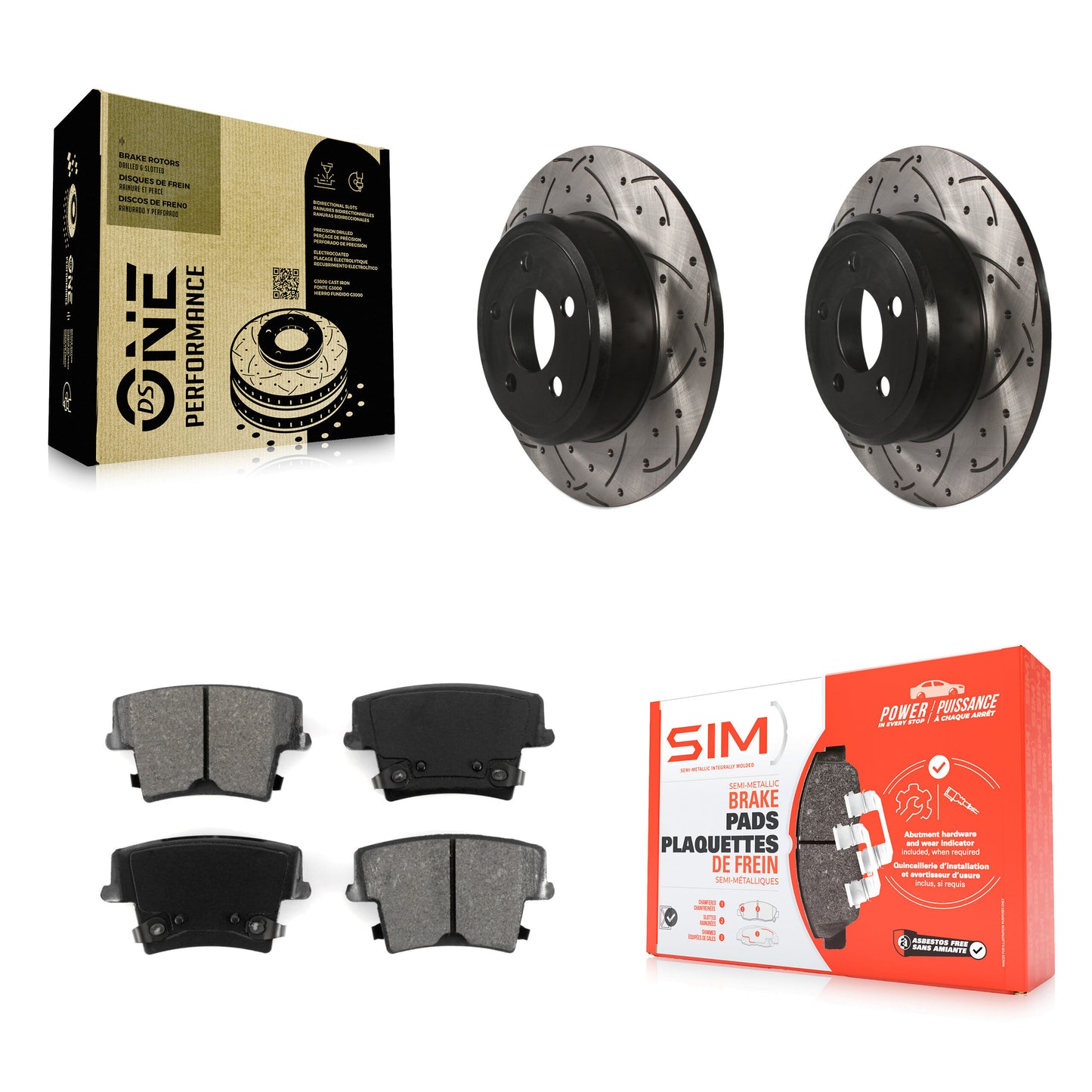 [Arrière] Kit de disque (percé rainuré revêtu) et plaquette (semi-métallique) de frein pour Dodge Charger Chrysler 300 Challenger Magnum Avenger KDS-100418