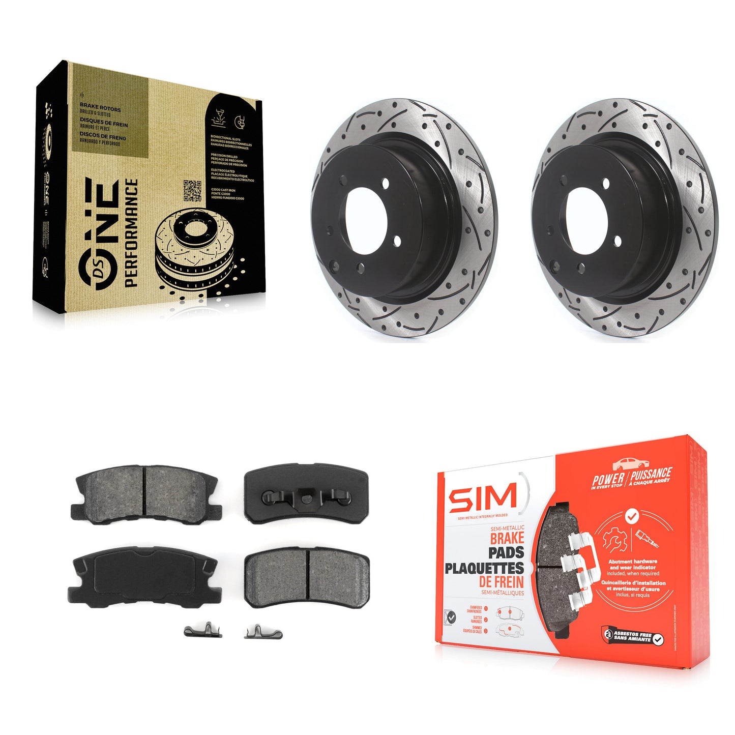 [Arrière] Kit de disque (percé rainuré revêtu) et plaquette (semi-métallique) de frein pour Jeep Patriot Dodge Chrysler Compass Avenger 200 Mitsubishi Sebring Lancer Caliber Outlander Sport RVR KDS-100424