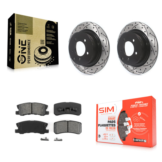 [Arrière] Kit de disque (percé rainuré revêtu) et plaquette (semi-métallique) de frein pour Jeep Patriot Dodge Chrysler Compass Avenger 200 Mitsubishi Sebring Lancer Caliber Outlander Sport RVR KDS-100424