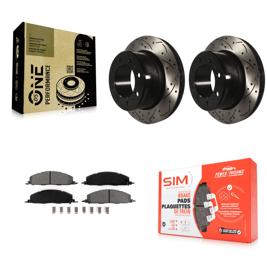 [Arrière] Kit de disque (percé rainuré revêtu) et plaquette (semi-métallique) de frein pour Ram 2500 3500 1500 Dodge KDS-100428
