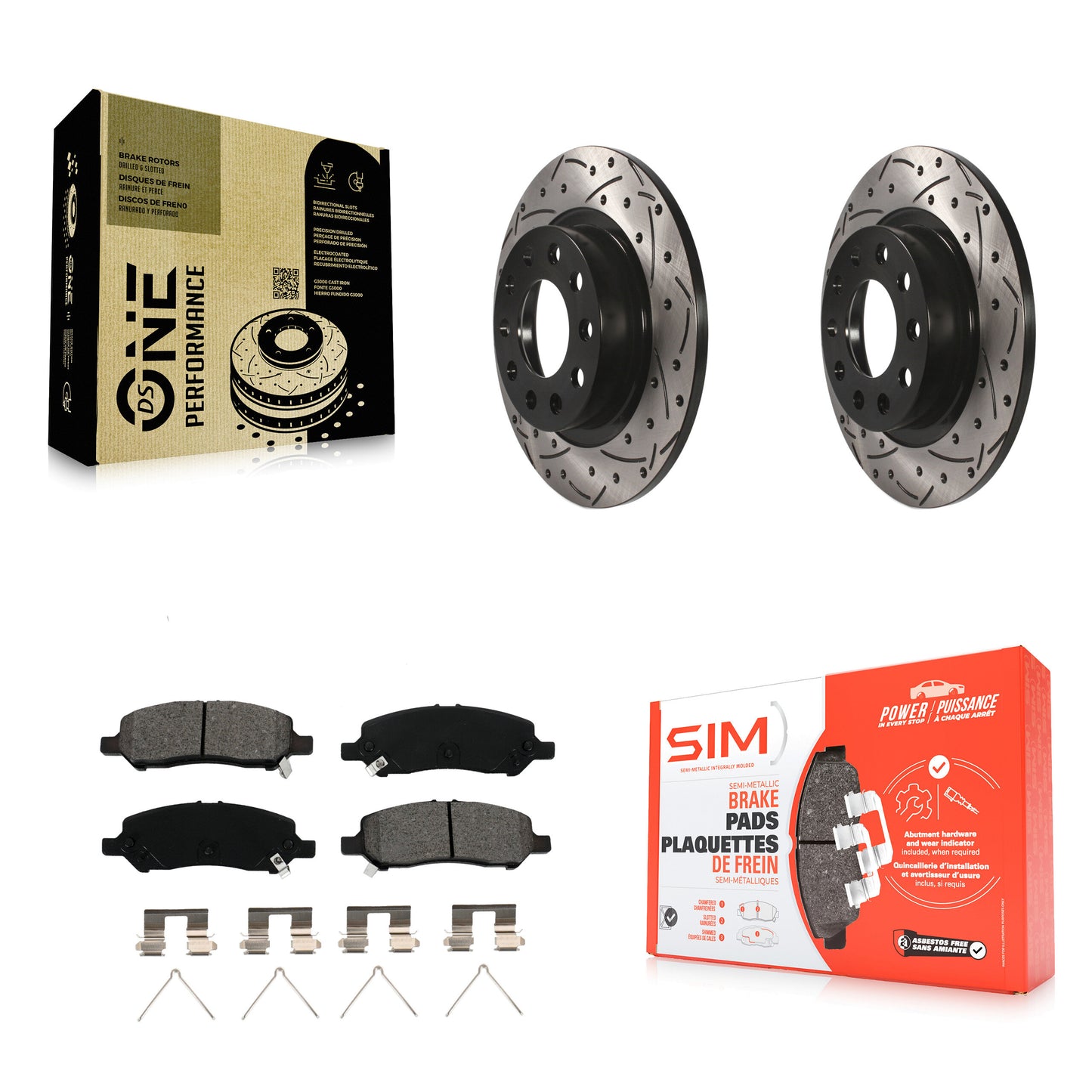 [Arrière] Kit de disque (percé rainuré revêtu) et plaquette (semi-métallique) de frein pour 2013-2016 Dodge Dart KDS-100432