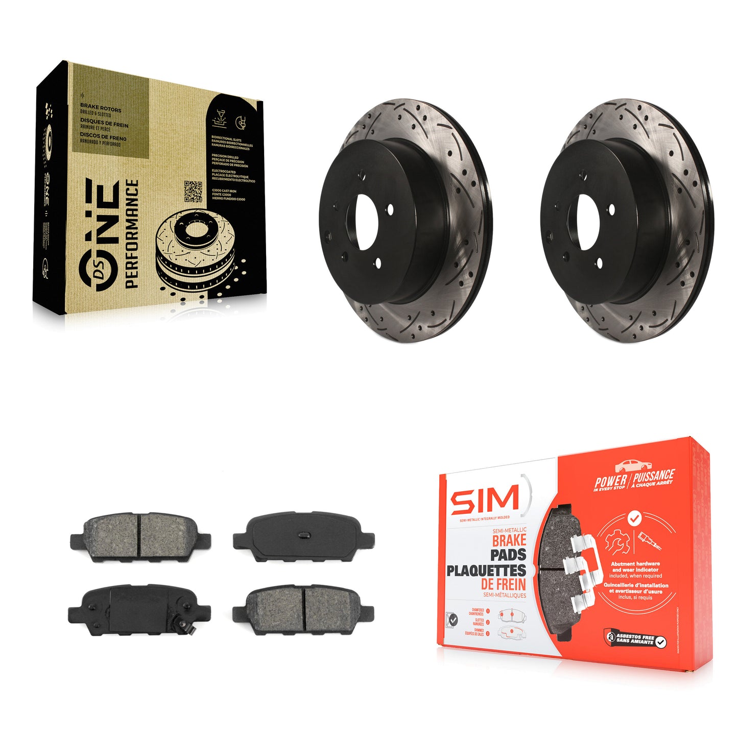 [Arrière] Kit de disque (percé rainuré revêtu) et plaquette (semi-métallique) de frein pour Nissan Murano INFINITI Pathfinder QX60 Q50 Quest FX35 JX35 Q60 M37 QX70 Q70 Q70L FX45 FX37 M56 M35h KDS-100436