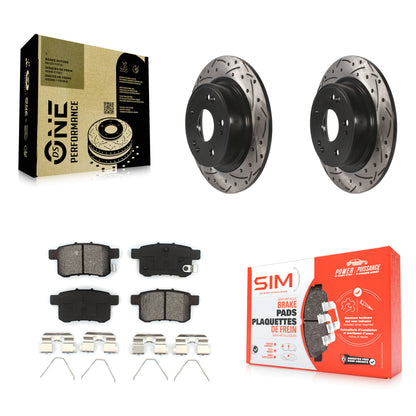 [Arrière] Kit de disque (percé rainuré revêtu) et plaquette (semi-métallique) de frein pour Honda Accord Acura TSX KDS-100450