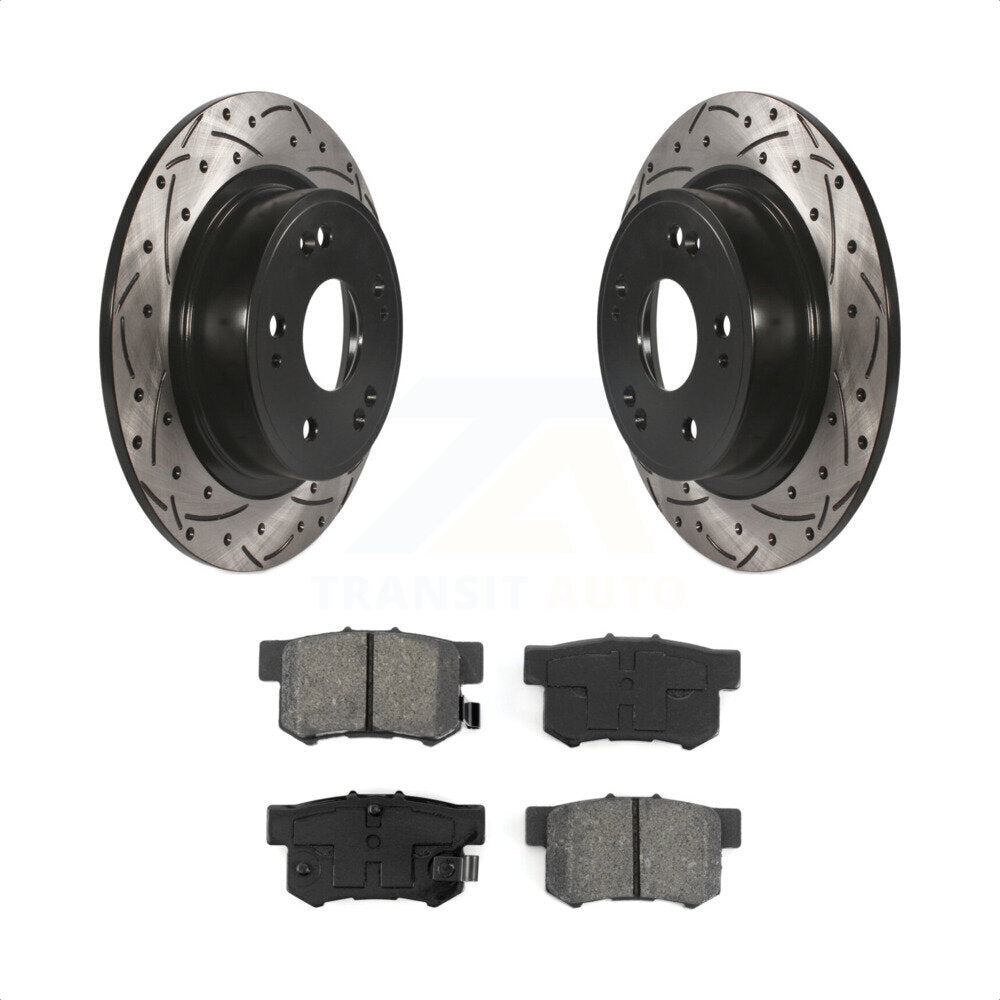 [Arrière] Kit de disque (percé rainuré revêtu) et plaquette (semi-métallique) de frein pour Honda Accord Acura ILX KDS-100451 par Transit Auto