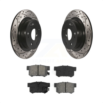 [Arrière] Kit de disque (percé rainuré revêtu) et plaquette (semi-métallique) de frein pour Honda Accord Acura ILX KDS-100451 par Transit Auto
