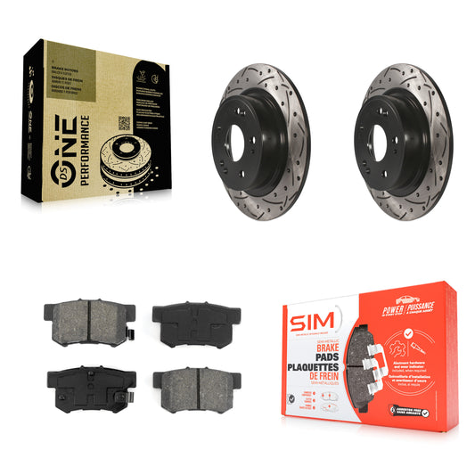 [Arrière] Kit de disque (percé rainuré revêtu) et plaquette (semi-métallique) de frein pour Honda Accord Acura ILX KDS-100451