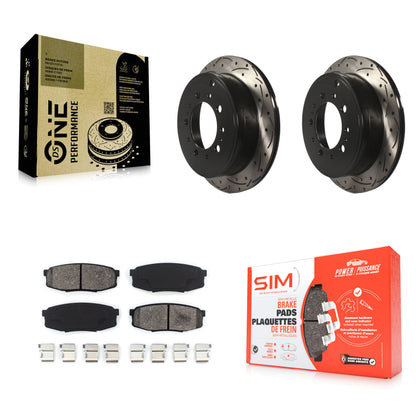 [Arrière] Kit de disque (percé rainuré revêtu) et plaquette (semi-métallique) de frein pour Toyota Tundra Sequoia Lexus LX570 Land Cruiser KDS-100453