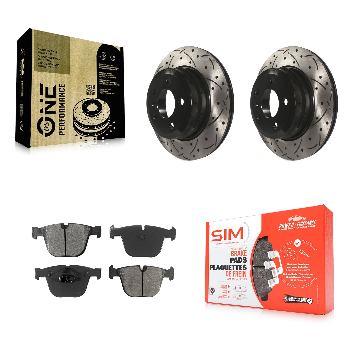 [Arrière] Kit de disque (percé rainuré revêtu) et plaquette (semi-métallique) de frein pour 2009 BMW X6 xDrive35i From 10 08 KDS-100455