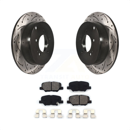 [Arrière] Kit de disque (percé rainuré revêtu) et plaquette (semi-métallique) de frein pour 2013 Mitsubishi Outlander 3.0L KDS-100456 par Transit Auto