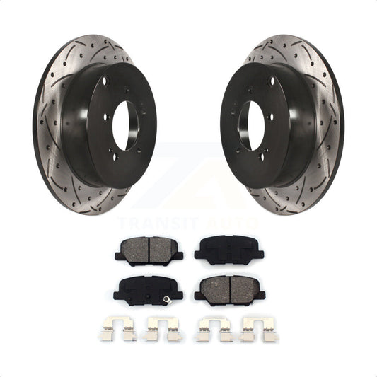 [Arrière] Kit de disque (percé rainuré revêtu) et plaquette (semi-métallique) de frein pour 2013 Mitsubishi Outlander 3.0L KDS-100456 par Transit Auto