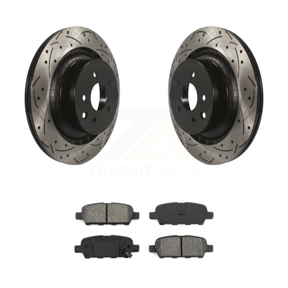 [Arrière] Kit de disque (percé rainuré revêtu) et plaquette (semi-métallique) de frein pour 2014 INFINITI Q60 Sport KDS-100462 par Transit Auto