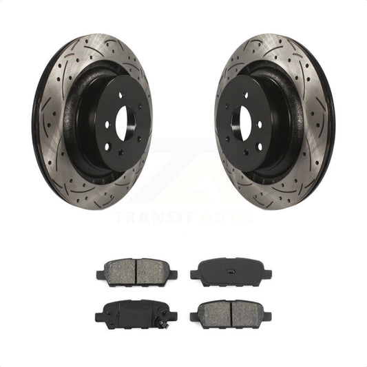 [Arrière] Kit de disque (percé rainuré revêtu) et plaquette (semi-métallique) de frein pour 2014 INFINITI Q60 Sport KDS-100462 par Transit Auto