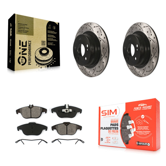 [Arrière] Kit de disque (percé rainuré revêtu) et plaquette (semi-métallique) de frein pour Mercedes-Benz C300 C250 C230 KDS-100464